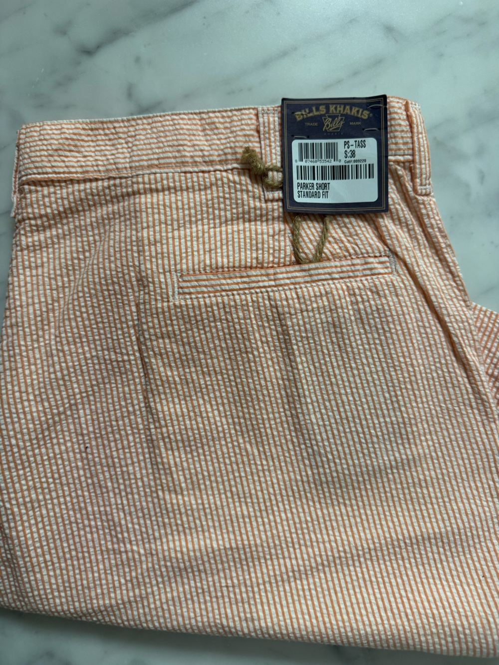 Parker Peach and White Striped Seersucker Shorts